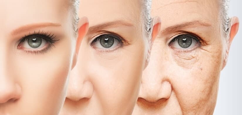 mulher com envelhecimento facial
